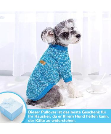 Warm Dog Sweater for Small & Medium Dogs - Classic Puppy Clothing Set (Blue) - Ideal Pet Sweater for Winter - Buy Online on GoSupps.com