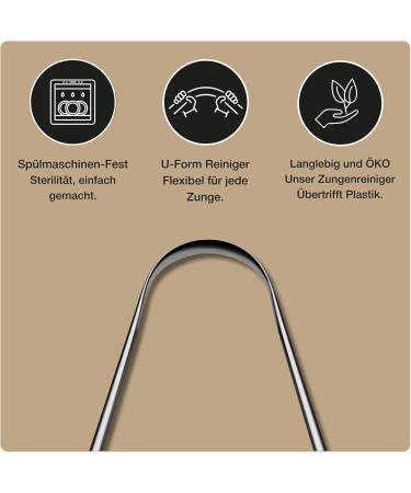 Nuri Tongue Cleaner | 2x Stainless Steel Tongue Scrapers for Adults | Fight Bad Breath | High-Quality Tongue Brush - Buy Online on GoSupps.com