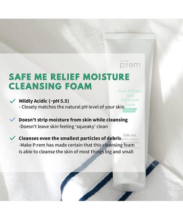 MAKEPREM Hydrating Cleansing Foam for Sensitive Dry Skin - 8.45 Fl Oz - Low pH 5.5 Face Wash with Naturally-derived Ingredients - Safe Me. Relief Moisture - Pack of 1 - Buy Online on GoSupps.com