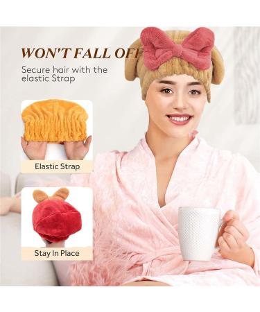 Buy GDSAFS Super Absorbent Microfiber Hair Towel Wrap - Quick-Drying Soft Bow Tie Turban for Women - Blue & Pink - Buy Online on GoSupps.com