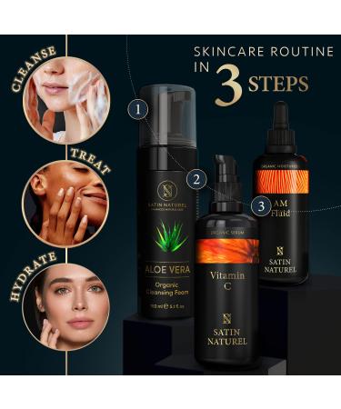 Satin Naturel AM Fluid Organic Moisturiser - 2-in-1 Day Cream + Primer Makeup 50ml - Face Moisturiser for a Glowy Hydrated Skin Care before applying Makeup - Morning Face Care - Made in Germany - Buy Online on GoSupps.com