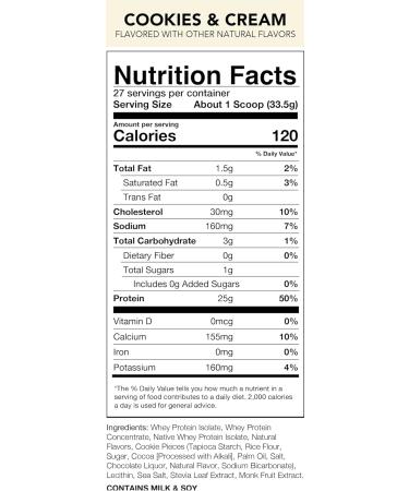 Rival Nutrition Naturally Flavoured Rival Whey Protein Powder | 100% Whey Protein Isolate Sourced Protein Powder | 25g Protein 5.7g BCAAs No Artificial Ingredients | 27 Servings 2LB (Cookies & Cream) Natural Cookies & Cream 2LB - Buy Online on GoSupps.com