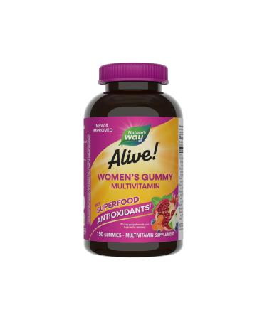 Nature's Way Alive! Women's Daily Gummy Multivitamins 16 Vitamins & Minerals Energy Metabolism* Hair Skin & Nails* Vegetarian Mixed Berry Flavored 150 Gummies (Packaging May Vary) Mixed Berry 150 Count (Pack of 1)
