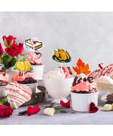 Thanksgiving Cake Decoration 16PCS Thanksgiving Cupcake Toppers Turkey Pumpkin Food Decorations Fall Cupcake Toppers Autumn Cake Decorations for Autumn Thanksgiving Day Party Supplies Y4GEDGCP - Buy Online on GoSupps.com