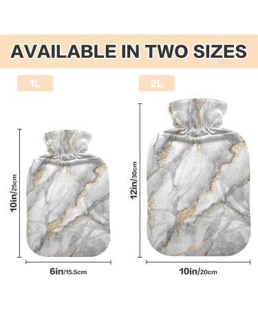 Shop 2L Hot Water Bottle with White Marble Gold Veins Cover - Pain Relief & Winter Warmer | International Shipping - Buy Online on GoSupps.com