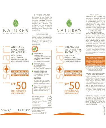 Natures Sun Anti-Wrinkle Face Gel Cream SPF 50 | Apricot Milk & Hyaluronic Acid for Youthful Skin - Buy Online on GoSupps.com