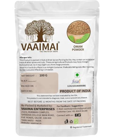 CROW VAAIMAI Omam Powder/Ajwain/Carum Copticum 100g - Buy Online on GoSupps.com