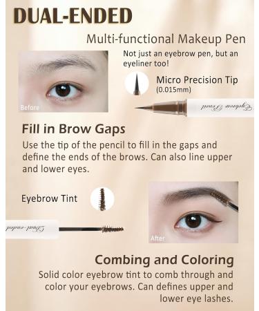 Eyebrow Pen Tinted Brow Gel-2Pcs 2-in-1 Brown Liquid Brow Glue & Microblading Eyebrow Eyeliner Pencil Fast Sculpt Fill in Eyebrows Long Lasting Waterproof Makeup Pen Eyebrow Filler for Women-02# 2pcs Brown - Buy Online on GoSupps.com
