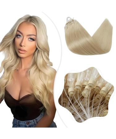 Elailite micro loop extensions real hair microring hair extension bondings prebonded extensions 50g 100 strands smooth remy 14 "35cm 50g #60 platinum blonde 35cm platinum blonde
