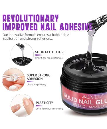 Solid Nail Glue Gel for False Nail Tips - Super Strong Long Lasting UV Cured | 15g - Ideal for Acrylic Nails Art & Press On Nails at Home - Buy Online on GoSupps.com