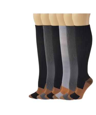 6 pairs 15-20 mmHg compression stockings - increase performance blood circulation and relaxation - multicolored - Small / medium Small / medium sorted