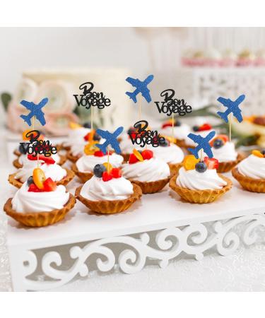 INNORU Bon Voyage Cupcake Toppers Travel Theme Party Cupcake Decor Moving Away Going Away Airplane Sign Baby Shower Graduation Retirement Party Decorations Supplies Pack of 24 Glitter - Buy Online on GoSupps.com