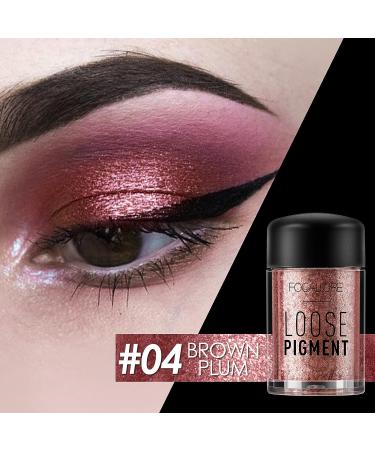 FOCALLURE Organic Loose Powder Eyeshadow - High Pigmented Glitter Shadows in Brown Plum - Buy Online on GoSupps.com