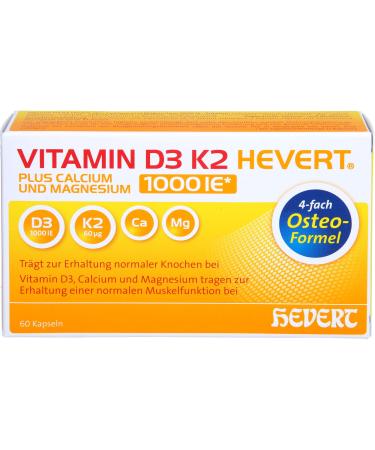 Vitamin D3 K2 Hevert plus Calcium and Magnesium 1000 IU capsules 60 capsules