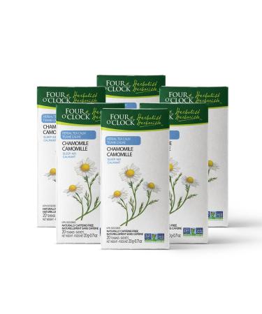 Four O'Clock Herbalist Calm Chamomile Herbal Tea Non-Gmo Kosher Gluten-Free 6 Pack of 20 Teabags