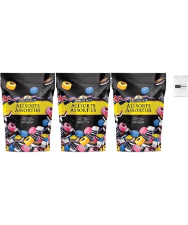 Value Bundle: Waterbridge Candy - ALLSORTS Liquorice Candies - All Sorts Black Licorice Candies - Licorice Candy Mix - Bonbon - Snacks & Candies For Adults and Kids - Custom Value Bundle Package of 3 (Allsorts)