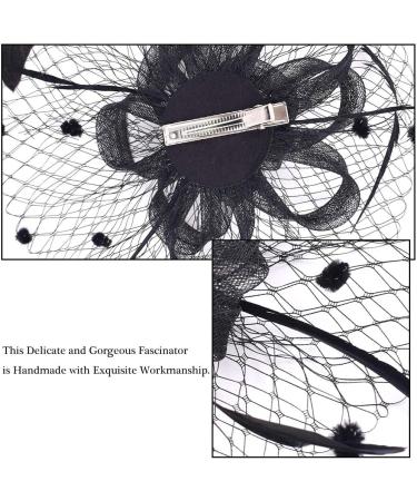 Elegant Black Feather Mesh Hat Clip | INTVN Ladies Wedding Cocktail Headband - Buy Online on GoSupps.com