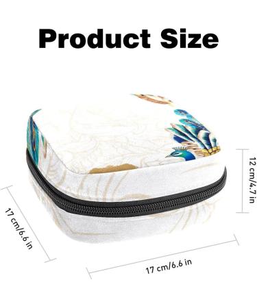 GIAPB Period Bag Sanitary Napkin & Makeup Travel Pouch | Vintage Peacock Bird Design - Buy Online on GoSupps.com