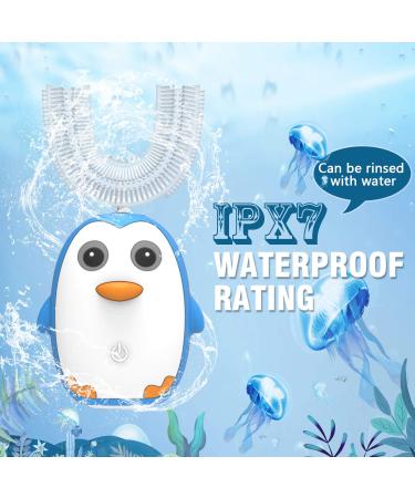 SHNOKER Electric Toothbrush for Kids, U-Shaped Design, 3 Cleaning Modes, IPX7 Waterproof, Blue (3-6 Years) - Wireless Charging Base - Buy Online on GoSupps.com