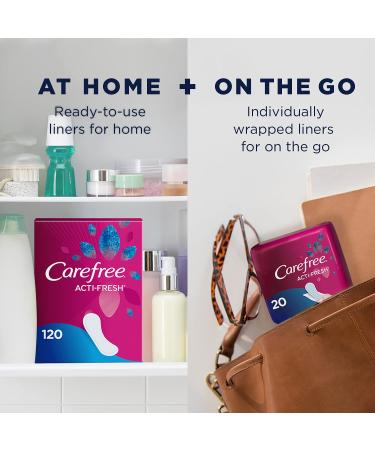 Carefree Acti-Fresh Panty Liners - Soft & Flexible Feminine Care Protection - 120 Count - Buy Online on GoSupps.com