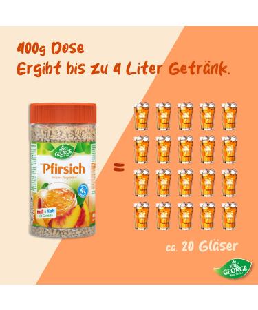 King George Royal Tea Time - Peach Instant Drink (6 x 400g) | Hot & Cold Black Tea Extract Makes Up to 4L - Buy Online on GoSupps.com