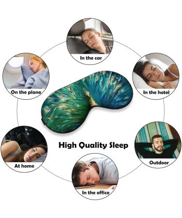 Watercolor Green Peacock Sleep Mask - Adjustable Eye Cover for Men and Women - Blocks Light for Night Travel and Nap - Buy Online on GoSupps.com