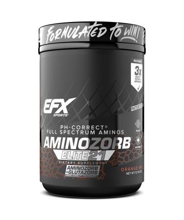 EFX Sports Aminozorb Elite 21 | PH-Correct, Full Spectrum Aminos + Glutamine | Essential & Non Essential Aminos | Zero Sugars | 30 Servings (Orange Splash)