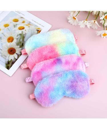 Shop WLLHYF 4 Pcs Plush Rainbow Eye Masks | Soft & Comfortable Furry Sleep Covers for Adults & Kids | Perfect for Travel & Napping - Buy Online on GoSupps.com