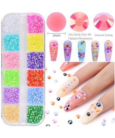 Buy 5 Boxes Shiny Colorful Nail Art Rhinestones Kit - AB Flatback Crystals Mermaid Pearls Gems with Pickup Pen & Curved Tweezer | International Shipping Available - Buy Online on GoSupps.com
