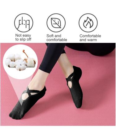 Nitaiun Non-Slip Yoga Socks for Women | 3 Pairs Grip Socks for Barre Pilates Ballet & Dance | Anti-Slip Straps | Large Size Black & Gray 37-45 - Buy Online on GoSupps.com