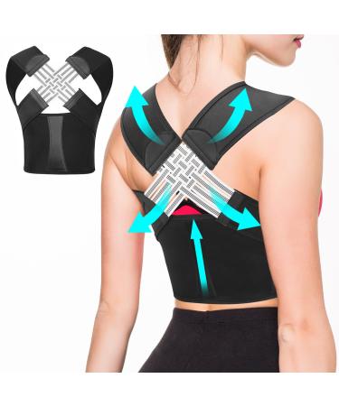 HNCY posture correction back women back holder correction adjustable and breathable straight back straight improvement in sitting posture/prevention of scoliosis - black - XXXL 3XL