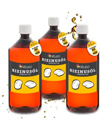 mituso mituso 100% Pure Cold-Pressed Castor Oil - Natural Eyelash Serum - 1000 ml