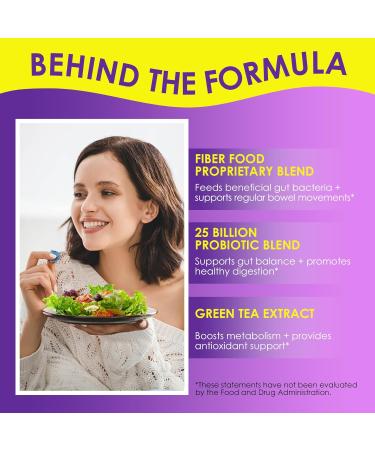 8G Fiber Gummies with Probiotics Fiber Supplement with 25 Billion CFU Probiotics Blend Inulin Green Tea Extract Support Digestive Health Regularity No Sugar Added Daily Gummy for Adults 120Cts 60 Count (Pack of 2) - Buy Online on GoSupps.com