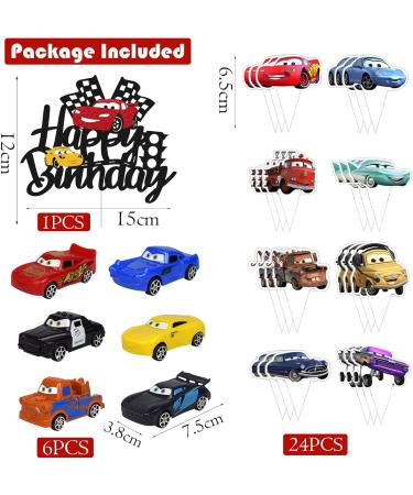 31-Piece Cars Cake Decoration Set | 25 Auto Cake Toppers & 6 Car Toys | Perfect for Kids' Birthday Parties - Buy Online on GoSupps.com