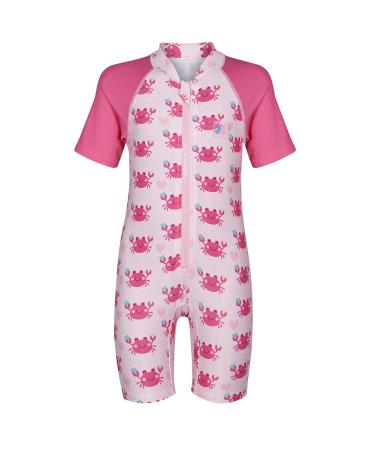 Juicy Bumbles Baby Swimsuit - One Piece Baby Swimming Costume - Short Sleeve Toddler Swimming Costume - Baby Girl Swimsuit - Baby Boy Swimsuit - Girls and Boys Swimming Costume (6 Months - 5 Years) 1 Year Crab