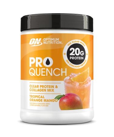 Optimum Nutrition Pro Quench 10g Clear Protein 10g Collagen peptides & Electrolyte Powder Drink Mix Tropical Orange Mango 20 Servings 520 Grams (Packaging May Vary)
