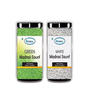 Victuals Green & White Madrasi Saunf Mukhwas 400gm ( 2 x 200g ) | Chennai Saunf | Mouth Freshner_Packing May Vary
