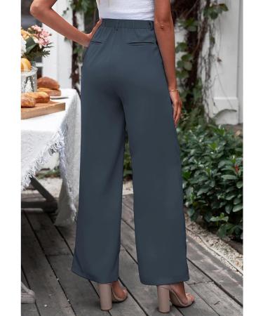 Vetinee High Waisted Wide Leg Dress Pants | Women's Work Trousers with Pockets | Business Office Attire in Folkstone Gray - Buy Online on GoSupps.com