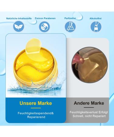 24K Gold Eye Pads - 60 Anti-Aging Masks for Dark Circles Puffiness & Wrinkles with Hyaluron & Collagen - Buy Online on GoSupps.com