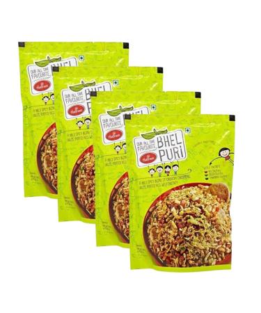 Haldiram s Savory Snacks Easy to Carry Anywhere Crispy Crunchy & Spicy Delicious Indian Namkeen Snacks Made With Authentic Taste Enjoy At Tea Time (Bhelpuri With Chutney Pack of 4)