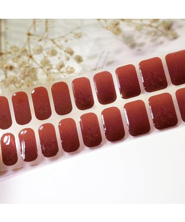20 Stickers Semi Cured Gel Nail Polish Strips Gel Nail Stickers Nail Wraps Soft Self-Adhesive Gel Nail Stickers Red Glitter Firework Gel Nail Strips - UV/LED Lamp Required Burgundy Firework - Buy Online on GoSupps.com