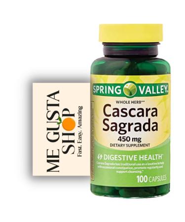 Digestive Health Spring Valley Cascara Sagrada Dietary Supplement 450 mg 100 Count Includes Me Gustas Sticker