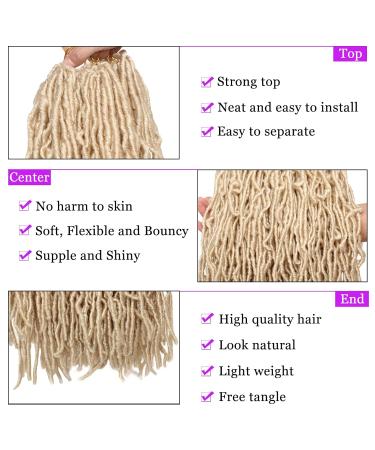 24 Inch Blonde Faux Locs Crochet Hair 2Packs - Natural Wavy Curly Soft Locs Extensions - Pre-Looped Goddess Dreadlocs for Women (24 Inch 613) - Buy Online on GoSupps.com