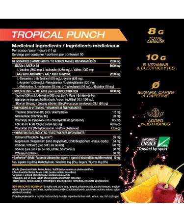 PVL EAA BCAA COMPLETE | Pre Intra or Post Workout EAA/BCAA with L-Arginine Amino Acid Supplement Keto Friendly 369 g (30 servings) Tropical Punch - Buy Online on GoSupps.com
