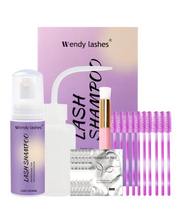 Eyelash shampoo for eyelash extensions 60ml eyelashes shampoo set for lashes foamy eyelash cleaner not lovely lash shampoo with eyelash brush - Buy Online on GoSupps.com