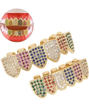 Iced Out Diamond Grillz for Men & Women | Hip Hop Gold Teeth Jewelry & Accessories | Perfect for Halloween & Parties - Buy Online on GoSupps.com