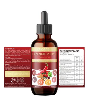 Cayenne Pepper Drops Vegetarian NO-GMO Vitamin D3 K2 Turmeric Supplement Gut Health Beetroot Drops Hawthorn Berry Beet Root Powder Ceylon Cinnamon Turmeric Curcumin Berberine(1 Pack) Strawberry 2 Fl Oz (Pack of 1)
