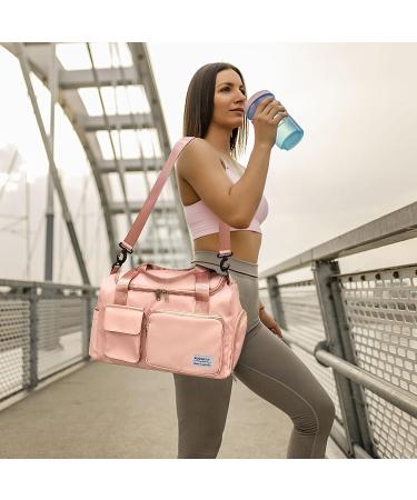 Armiwiin Large Travel Duffel Bag for Men & Women - Waterproof Gym Tote with Shoe Compartment and Adjustable Strap - Pink - Buy Online on GoSupps.com