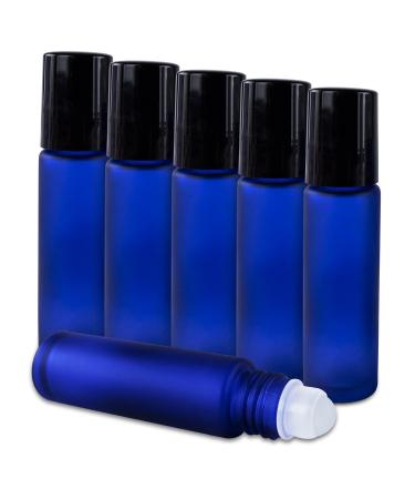 Cobalt Blue Glass Roll On 10ml (1/3oz) Bottles Glass Container Tubes Roll-On Bottles with Ball Tips for Homemade Lip Care Products, Aromatherapy Essential Oils, Perfumes (6 Pack)