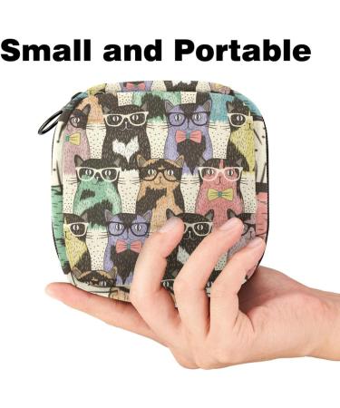 Stylish Menstruation Pad Bag with Zipper | Cute Cats Design for Women & Girls | Tampon & Napkin Storage Solution - Buy Online on GoSupps.com